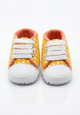 Yellow Polka Dot Lace-Up Baby Shoes soft sole prewalker for baby girls – Belinda Store